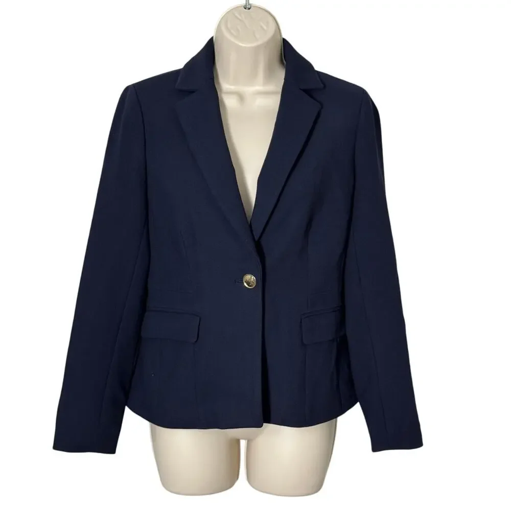 J. Crew‎ Womens Mayfair Pleated Back Navy Blazer Size 2